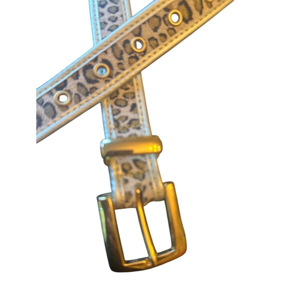 Paul Harris Leopard Print Belt L Cotton Vegan Leather - Picture 2 of 5